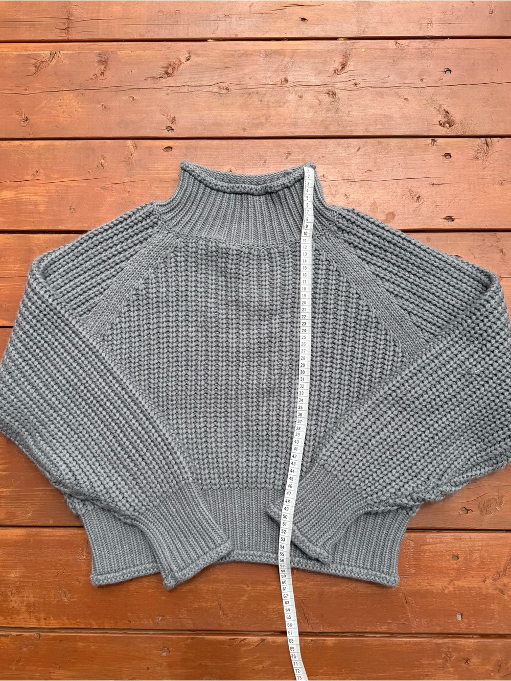 Revamped, Classic Gray Turtleneck Chunky Knit Sweater